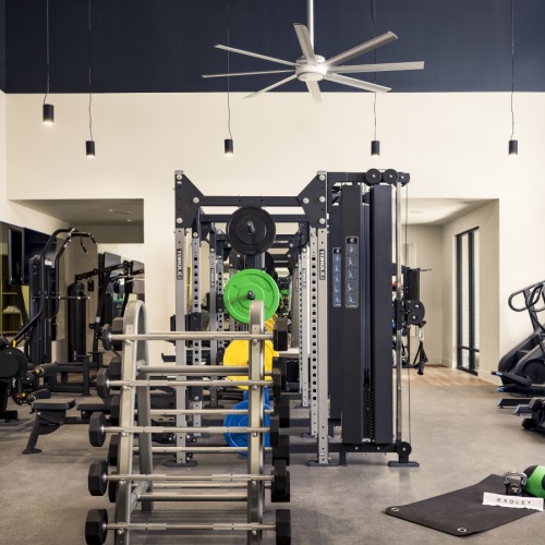 Fitness center with exercise equipment