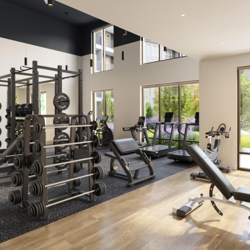 a gym with exercise equipment
